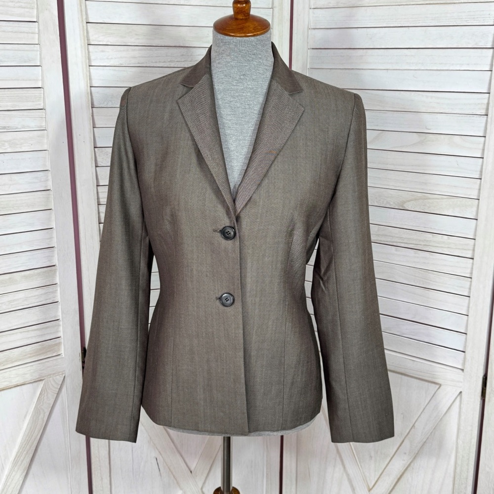 Ann Taylor Wool Blend Blazer Jacket Taupe Brown Size 6